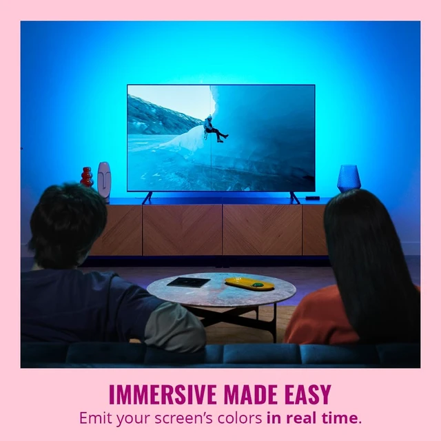Alt view image 2 of 7 - HDMI Sync Box with TV Backlight - Sync to Movies, Games & Music - HDMI 2.0 Supports 4K 60Hz -RGBIC LED Strip 55-65 Inch TVs - Requires External Video Source