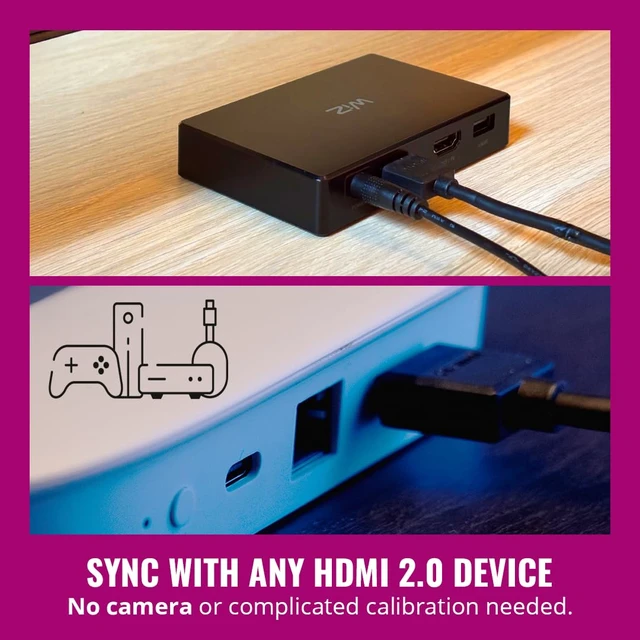 Alt view image 5 of 7 - HDMI Sync Box with TV Backlight - Sync to Movies, Games & Music - HDMI 2.0 Supports 4K 60Hz -RGBIC LED Strip 55-65 Inch TVs - Requires External Video Source