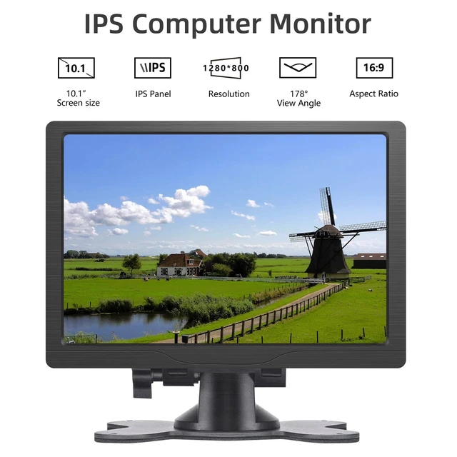 Alt view image 3 of 7 - 10.1 Inch HDMI Monitor 1280X800 Portable HD VGA Monitor LCD IPS Screen w/Dual-Speaker for Raspberry pi/PC/Laptop/TV/Camera/Gaming