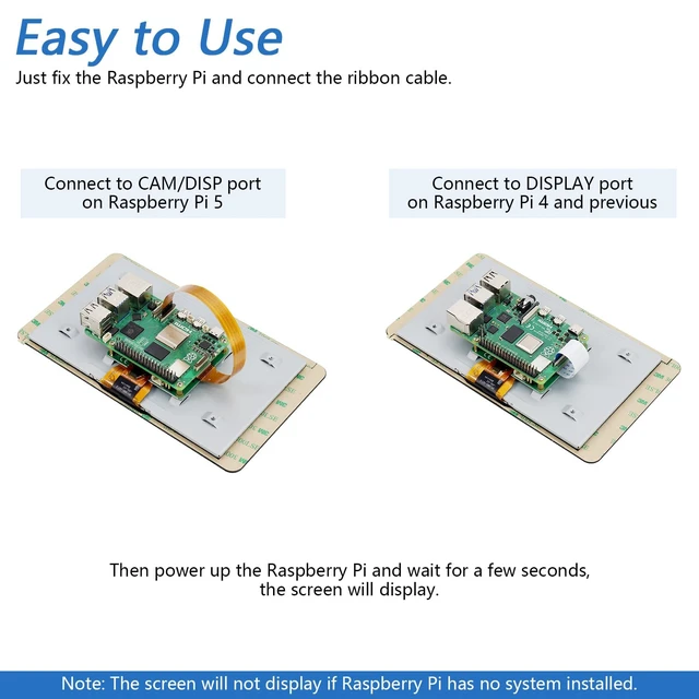 Alt view image 2 of 7 - Touchscreen for Raspberry Pi Display Screen Monitor 7 Inch IPS 800x480 Pixel, 5-Point Capacitive Touch Screen, Integrated Back Mounting, Driver-Free Easy to Use