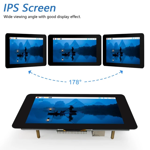 Alt view image 5 of 7 - Touchscreen for Raspberry Pi Display Screen Monitor 7 Inch IPS 800x480 Pixel, 5-Point Capacitive Touch Screen, Integrated Back Mounting, Driver-Free Easy to Use