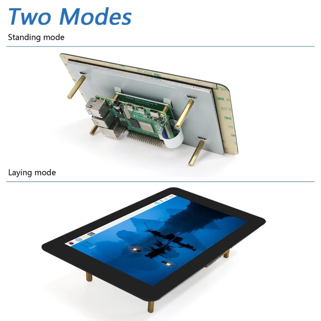 Alt view image 3 of 7 - Touchscreen for Raspberry Pi Display Screen Monitor 7 Inch IPS 800x480 Pixel, 5-Point Capacitive Touch Screen, Integrated Back Mounting, Driver-Free Easy to Use