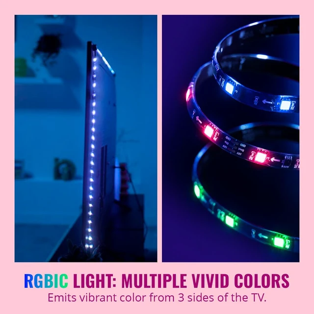 Alt view image 4 of 7 - HDMI Sync Box with TV Backlight - Sync to Movies, Games & Music - HDMI 2.0 Supports 4K 60Hz -RGBIC LED Strip 55-65 Inch TVs - Requires External Video Source