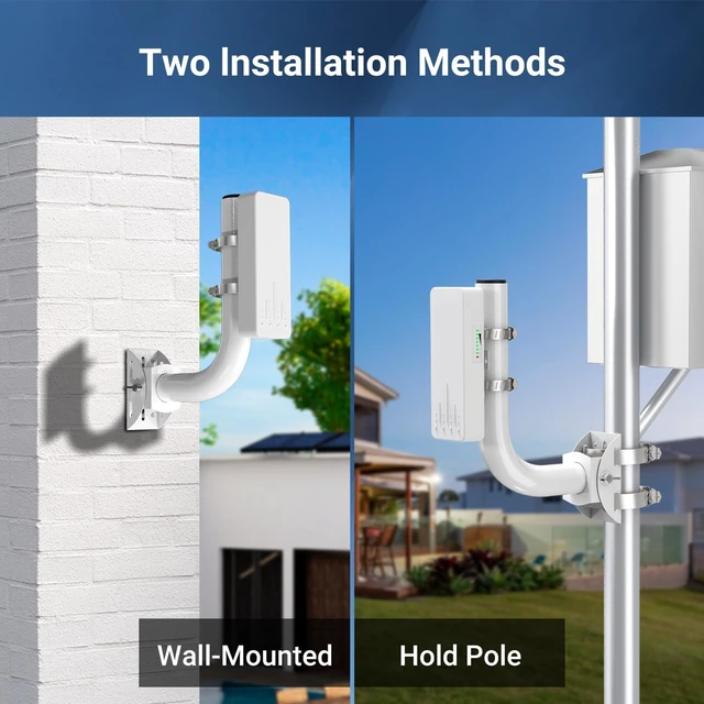 Alt view image 2 of 6 - Universal Wireless Bridge Bracket Mount, 2-Pack Pole and Wall-Mounted for Outdoor Point to Point WiFi Access Point CPE Client Bridge
