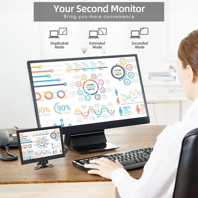 Alt view image 5 of 7 - 10.1 Inch HDMI Monitor 1280X800 Portable HD VGA Monitor LCD IPS Screen w/Dual-Speaker for Raspberry pi/PC/Laptop/TV/Camera/Gaming