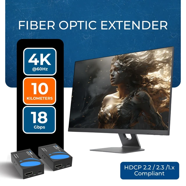 Alt view image 4 of 7 - 4K DisplayPort Extender Over Fiber Optic Balun 10KM, LPCM 7.1CH, SFP+ Fiber Optic Balun DisplayPort 1.4a, 32.4Gbps, HDCP 2.3, HDR10+, Dolby Vision, HLG, OM4 Support