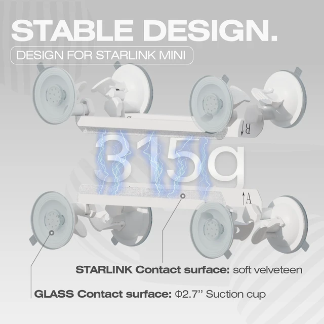 Alt view image 5 of 6 - for Starlink Mini Suction Cup Mount, Strong Suction Cup Mount for Starlink Mini Mounting on Windows, Sunroofs,RVs, Boats, and Road Trips (Cool White)