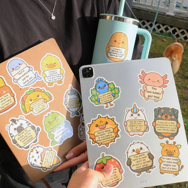 Alt view image 5 of 7 - 240pcs Holographic Tiny Cheer Squad Animals Sticker Pack By - Cute Affirmation Encouraging Inspirational Stickers for Water Bottles, Laptops, Phones, Positive Quote for Classroom, Teachers