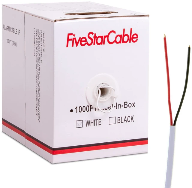 Main image of 22-2 1000 Ft. Alarm Wire 22AWG 2 Conductors 22/2 22-2 Security Cable Alarm Bulk Cable for Efficient Power and Signal Transmission White