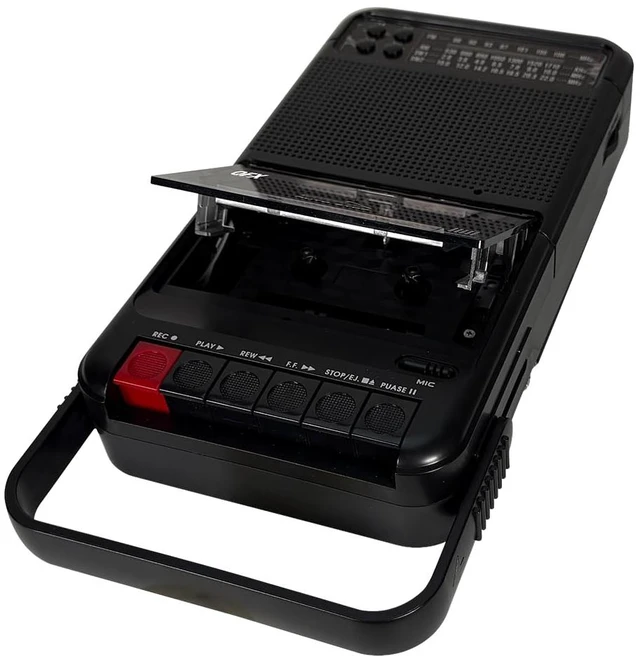 Main image of Solar Rechargeable Shoebox Cassette Tape Player Recorder, RETRO-38BT Portable, Built-In Microphone, Bluetooth Audio Streaming, AM/FM/SW Radio, MP3 Playback, Line-In/Out, AC/Battery Powered