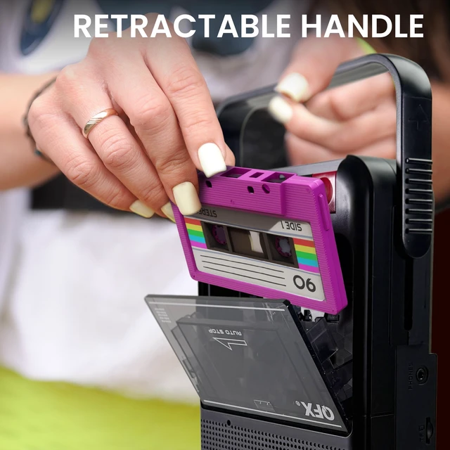 Alt view image 6 of 7 - Solar Rechargeable Shoebox Cassette Tape Player Recorder, RETRO-38BT Portable, Built-In Microphone, Bluetooth Audio Streaming, AM/FM/SW Radio, MP3 Playback, Line-In/Out, AC/Battery Powered