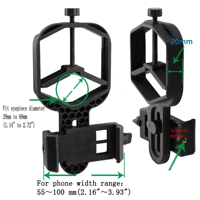 Alt view image 6 of 7 - Monocular Telescope Smartphone Adapter, Digiscoping Phone Holder Fits 29-69mm Eyepiece Outer Diameters; Telescope & Monocular Compatible; Digiscoping