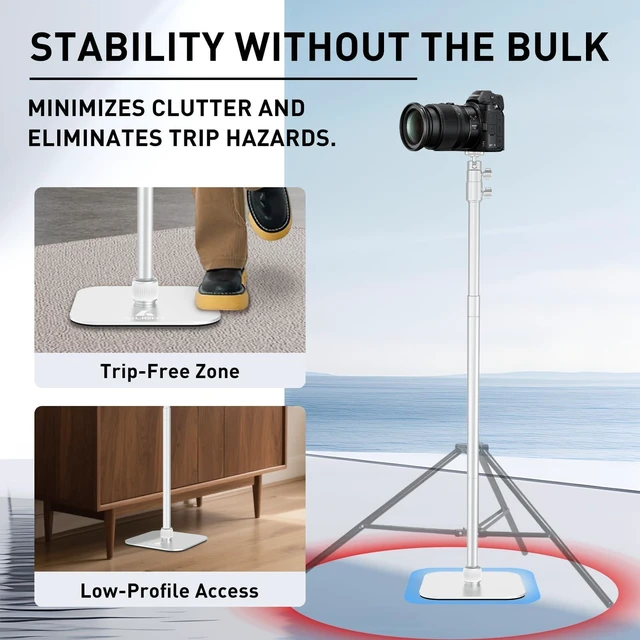 Alt view image 2 of 6 - TS50 Camera Stand, 12.6 to 53.1 in Height, Universal 1/4" to 3/8" Screw Adapter with Swivel 360° Panoramic Ball Head, Light Stand Desk and Floor Mount for DSLR Cameras, Photograph Lights