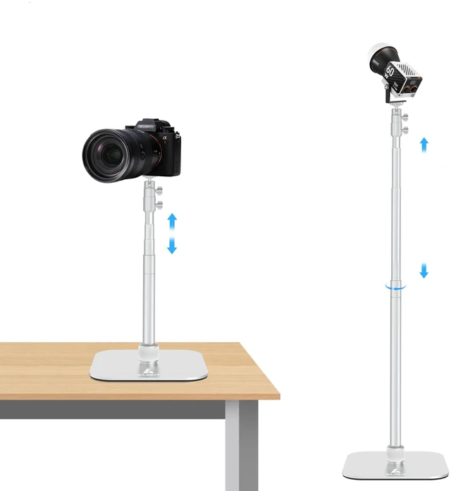 Main image of TS50 Camera Stand, 12.6 to 53.1 in Height, Universal 1/4" to 3/8" Screw Adapter with Swivel 360° Panoramic Ball Head, Light Stand Desk and Floor Mount for DSLR Cameras, Photograph Lights