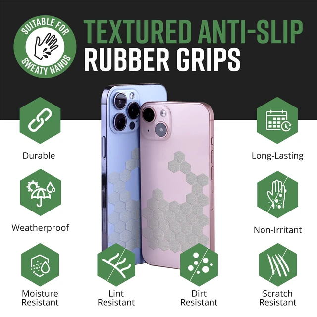 Alt view image 3 of 7 - Clear Rubber Grip Tape, 84pc Hexagon Grip Stickers, Pack of 2 Pre-Cut Non-Slip Textured Stickers, Multipurpose for Phone Cases, Controllers, Guns, Mouse Grip Tape, Waterproof, Made in USA