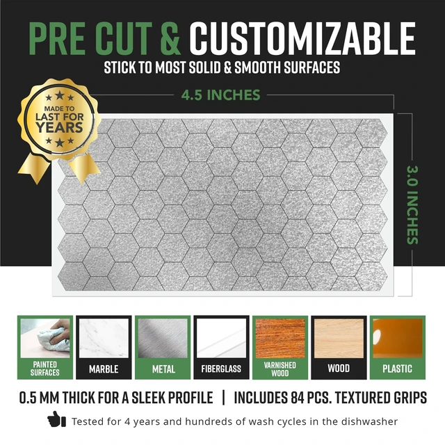 Alt view image 5 of 7 - Clear Rubber Grip Tape, 84pc Hexagon Grip Stickers, Pack of 2 Pre-Cut Non-Slip Textured Stickers, Multipurpose for Phone Cases, Controllers, Guns, Mouse Grip Tape, Waterproof, Made in USA