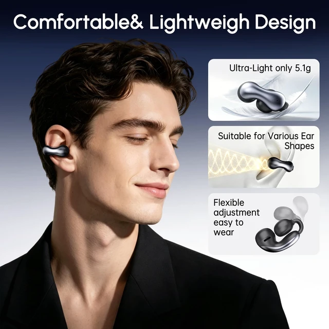 Alt view image 2 of 7 - Clip on Translation Earbuds for Travel Study Workout, No Subscription-Black 70+ Languages Real-Time Translator Earbuds, AI Assistant, Multifunction Touch Control-2 Audio Modes, Wallpaper, Payment Code