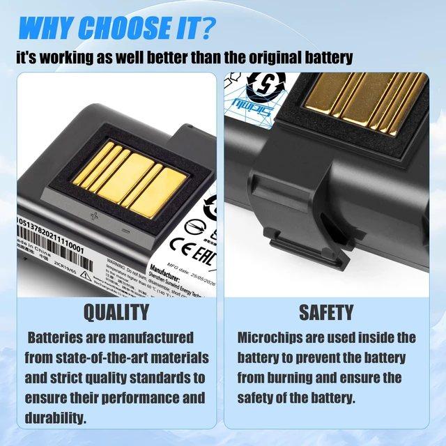 Alt view image 5 of 7 - Upgraded ZQ520 ZQ620 Printer Battery Replacement for Zebra ZQ521 QLN320 QLN220 ZQ610 ZR628 ZR638 ZR658 ZR668 ZQ620 ZQ500 ZQ510 3400mAh Lithium Battery (4-Pack)