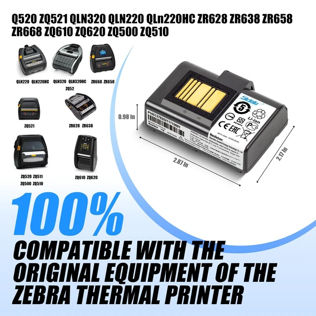 Alt view image 3 of 7 - Upgraded ZQ520 ZQ620 Printer Battery Replacement for Zebra ZQ521 QLN320 QLN220 ZQ610 ZR628 ZR638 ZR658 ZR668 ZQ620 ZQ500 ZQ510 3400mAh Lithium Battery (4-Pack)