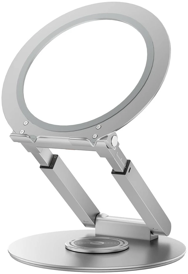 Main image of Telescopic Laptop Stand with 360° Rotation, Adjustable Height & Tilt Swivel Laptop Riser, Ergonomic Standing Desk Converter for 10-17" MacBook Pro/Air, Dell, HP Supports up to 22lbs (Silver)