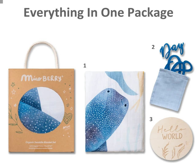 Alt view image 3 of 7 - Ocean Baby Milestone Blanket Monthly Baby Milestone Photo Prop for Boy, Under The Sea Growth Tracker Blanket with Hello World Sign and Registry Must-Have