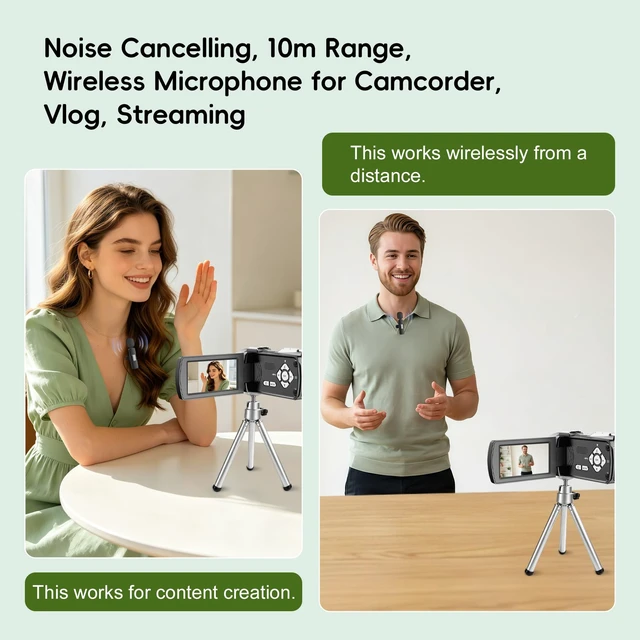 Alt view image 4 of 7 - 4K Ultra HD Camcorder, Video Camera with Auto/Manual/Fixed Focus, Wireless Lavalier Microphone, Tripod & Remote Control, 3 Inch Touchscreen Vlog Camera for YouTube, Travel & Family Recording