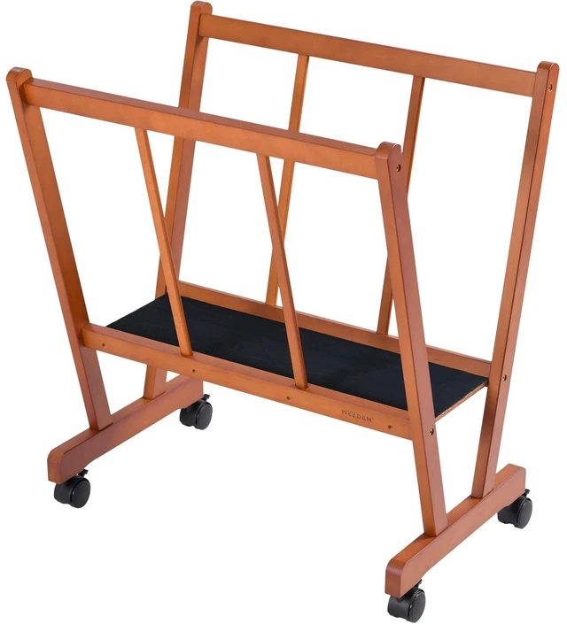 Main image of Art Display Print Rack: Artist Storage Rack with Castors for Canvas Beech Wood Large Drying Racks for Prints Artworks Panels Posters Stand Art Shows & Galleries, Walnut