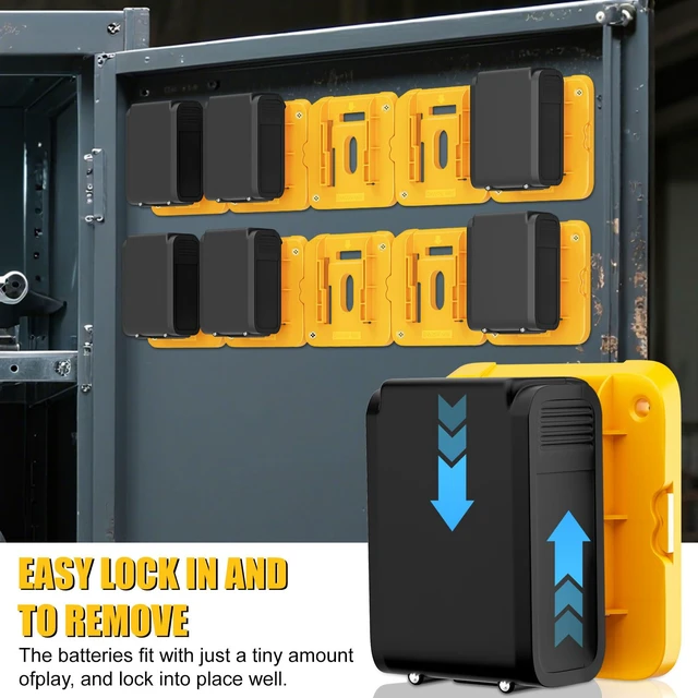 Alt view image 4 of 7 - Battery Mount Holder Compatible for Dewalt 20V 60V Battery Battery Holder Dock Holder Fit for DCB200 DCB203 DCB206 Batteries- 10 Pack