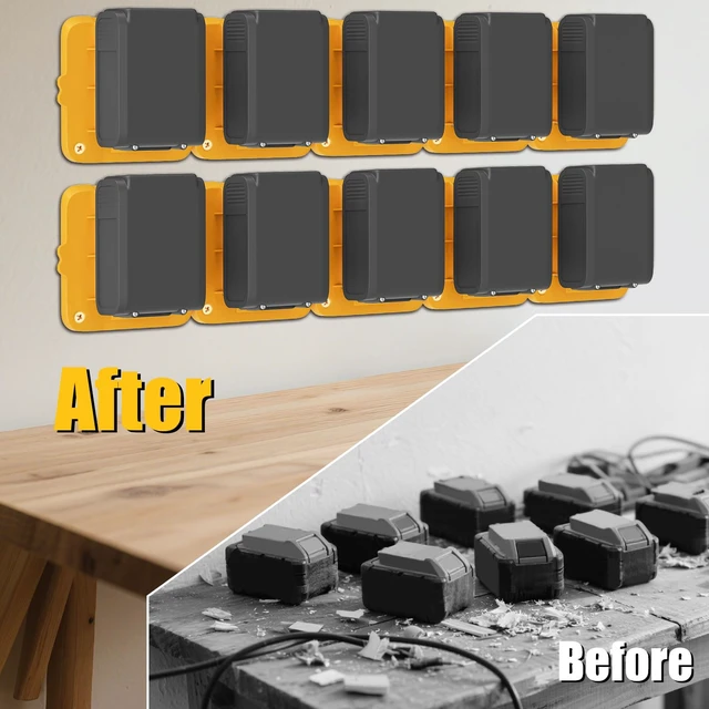 Alt view image 3 of 7 - Battery Mount Holder Compatible for Dewalt 20V 60V Battery Battery Holder Dock Holder Fit for DCB200 DCB203 DCB206 Batteries- 10 Pack