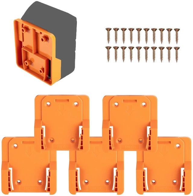 Main image of Battery Holder Compatible for Ridgid 18V Battery Wall Mount Battery Storage Organizer for Workshop, Garage, Work Van, Under Shelf, Tool Box-5 Pack