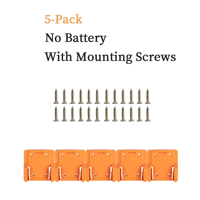 Alt view image 2 of 5 - Battery Holder Compatible for Ridgid 18V Battery Wall Mount Battery Storage Organizer for Workshop, Garage, Work Van, Under Shelf, Tool Box-5 Pack