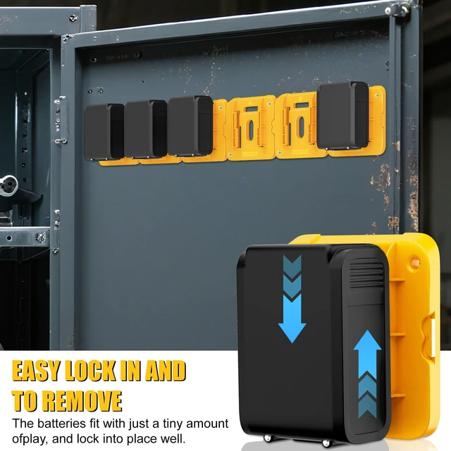 Alt view image 3 of 7 - 6 Pack Battery Holder Compatible for Dewalt 20V 60V Battery Packs Wall Mount Batteries Storage Fit for DCB201 DCB204 DCB609 DCB612 Batteries Pack Wall, Work Van, Shelf, Toolbox