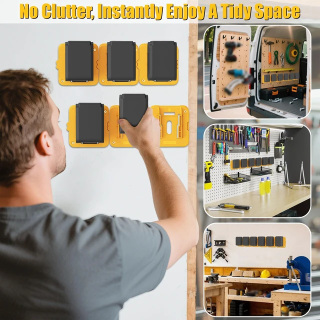 Alt view image 2 of 7 - 6 Pack Battery Holder Compatible for Dewalt 20V 60V Battery Packs Wall Mount Batteries Storage Fit for DCB201 DCB204 DCB609 DCB612 Batteries Pack Wall, Work Van, Shelf, Toolbox