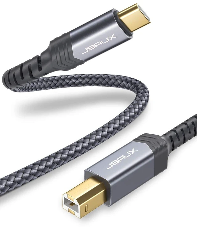 Main image of USB B to USB C Cable 10ft, Printer Cable USB C for MIDI Keyboard printer cable, midi cable, nylon braided, plug and play, compatible with MacBook, Piano, MIDI Keyboard, DJ Controller, DAC