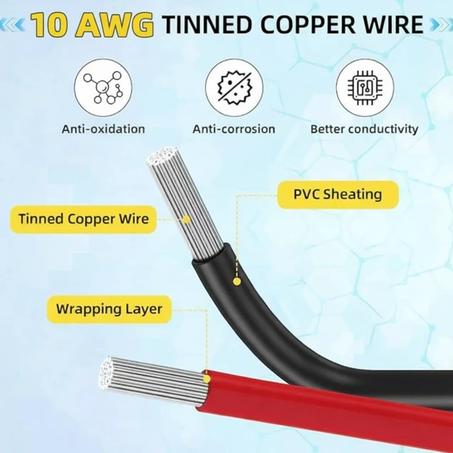 Alt view image 4 of 6 - 8 Pack 10 Awg 2 Pin SAE Quick Connectors Extension Cable 1FT 12V Connectors Disconnect Wire Harness with Single Plug for Motorcycle, Car, Solar Panel, Battery Charger and Automotive Use