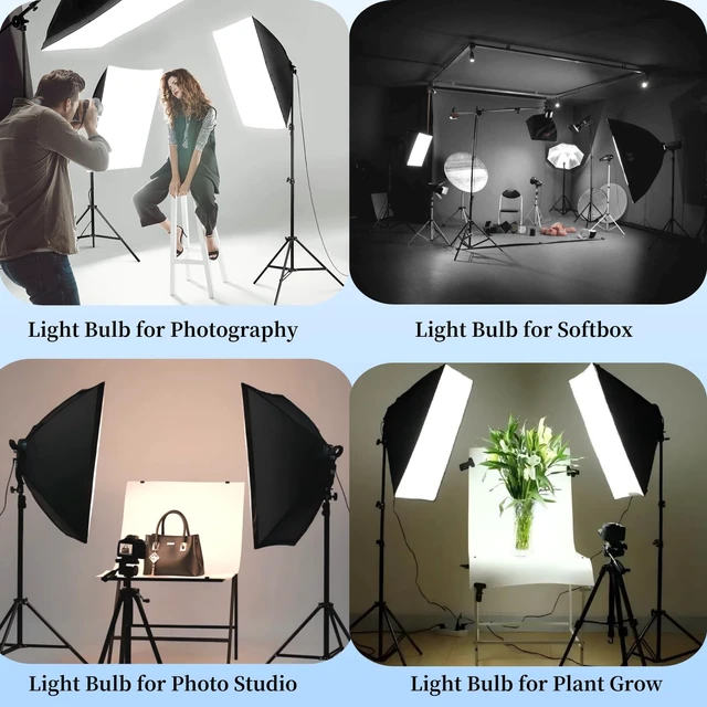 Alt view image 4 of 6 - 1 Pack 85W LED Softbox Light 2700-6500K Photography Light Bulb LED Bulbs Dimmable Warm White/White/Cold White by Remote Control, E27 Base Lights Bulb for Photo Video Studio Lighting Kit