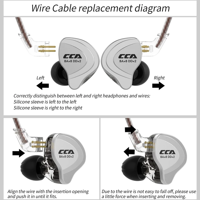 Alt view image 6 of 7 - CCA C10 Wired Headphone, 4BA+1DD Hybrid HiFi in Ear Earbuds Monitor, Sports Stereo Noise Cancelling IEM Headphone with Detachable Cable for Singers (No Microphone, Purple)