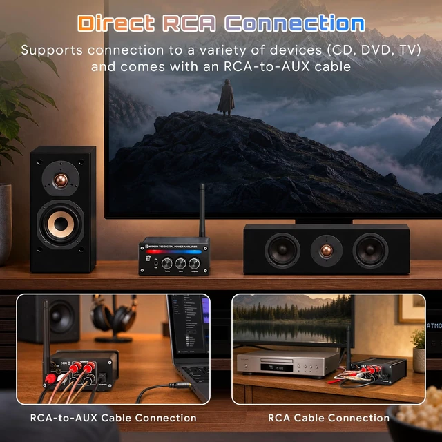 Alt view image 6 of 7 - T60A Bluetooth Stereo Amplifier 30W×2 RMS 2CH Receiver Bluetooth AmpI Dual ChipTPA3116Amp with Bass Treble KnobI 2 Channel Amp with Bluetoothfor Bookshelf, Ceiling, Garage