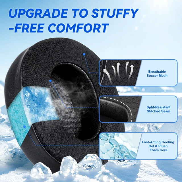 Alt view image 2 of 7 - Cooling Gel Earpads for Steelseries Arctis Nova Pro Wireless Headset Replacement Ear Pads Cushions for Nova Elite Headphones with Extra Thick Memory Foam, Breathable & Comfortable