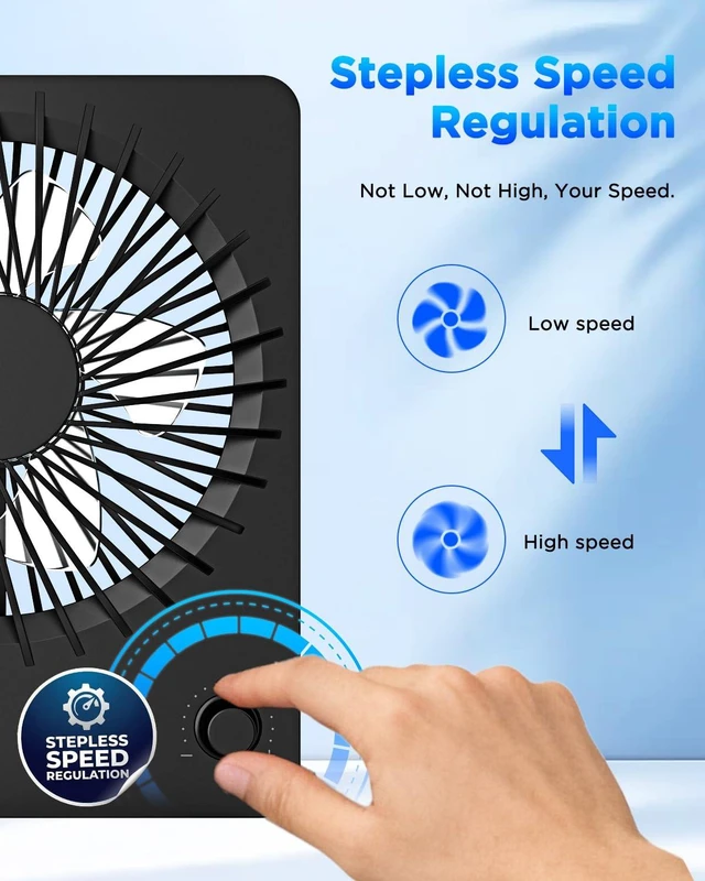 Alt view image 7 of 7 - EasyAcc 6000mAh Travel Fan, Usb Desk Fan Portable, 6-inch | Up to 26Hour Runtime, Ultra-Slim Design, Quiet Stepless Speed Control for Sleeping, Battery Powered Fan for Office, Cruises