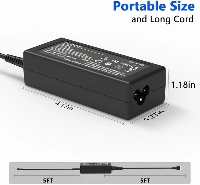Alt view image 4 of 6 - Replacement for HP Laptop Charger 45W Blue Tip Power Adapter Compatible with HP AI 17 17-cn5037nr,17t-cn300/cn400,17z-cp300/cp200