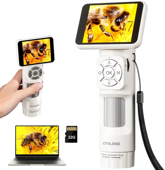 Main image of JL113 Digital Microscope Handheld with 2.8" Screen, 1080P Video Anti-Shake, Portable Coin Magnifier Camera, USB Output, 900mAh battery, 8 LED Lights, PC View, 32GB, for Kids Adults