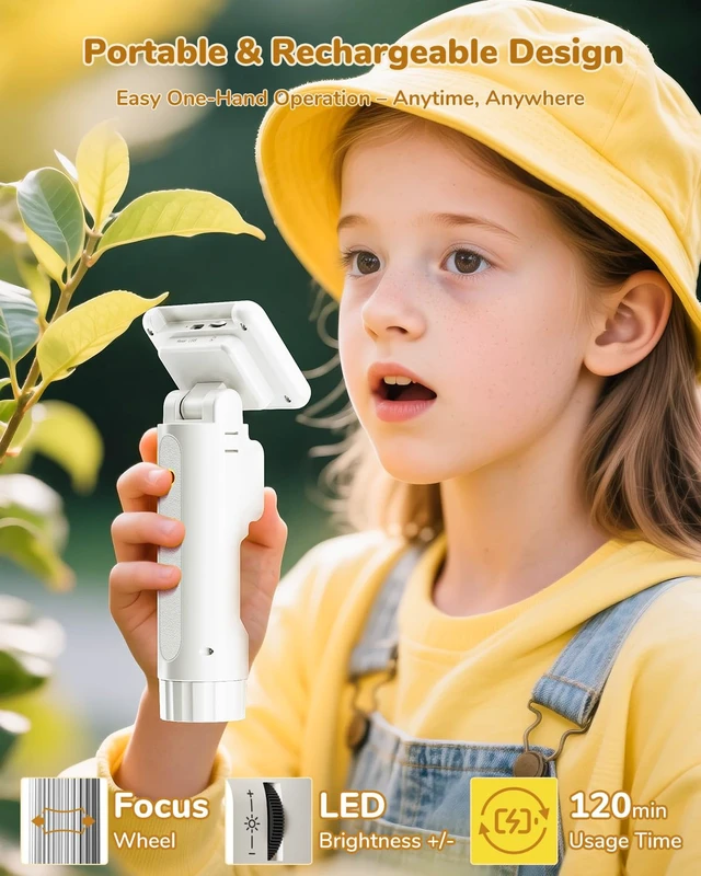 Alt view image 5 of 7 - JL113 Digital Microscope Handheld with 2.8" Screen, 1080P Video Anti-Shake, Portable Coin Magnifier Camera, USB Output, 900mAh battery, 8 LED Lights, PC View, 32GB, for Kids Adults