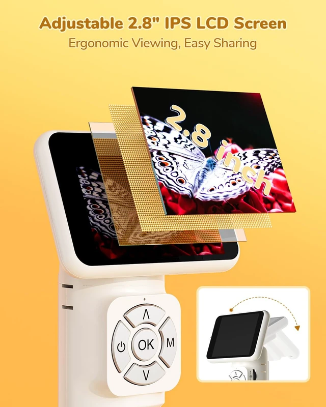 Alt view image 7 of 7 - JL113 Digital Microscope Handheld with 2.8" Screen, 1080P Video Anti-Shake, Portable Coin Magnifier Camera, USB Output, 900mAh battery, 8 LED Lights, PC View, 32GB, for Kids Adults