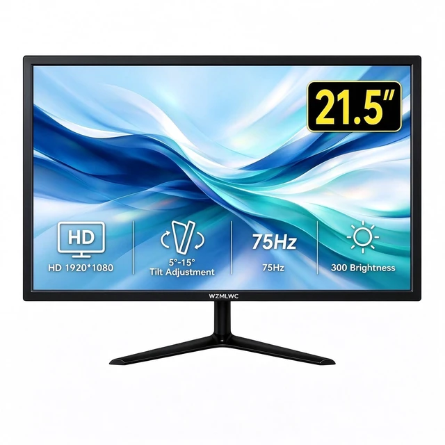 Main image of 21.5 Inch Full HD Monitor 1920 * 1080p 75Hz Flicker-Free Eye Care, Anti-Glare LED Screen 5°~15° Tilt Adjustable HDMI & VGA Ports Wall Mountable for Desktop