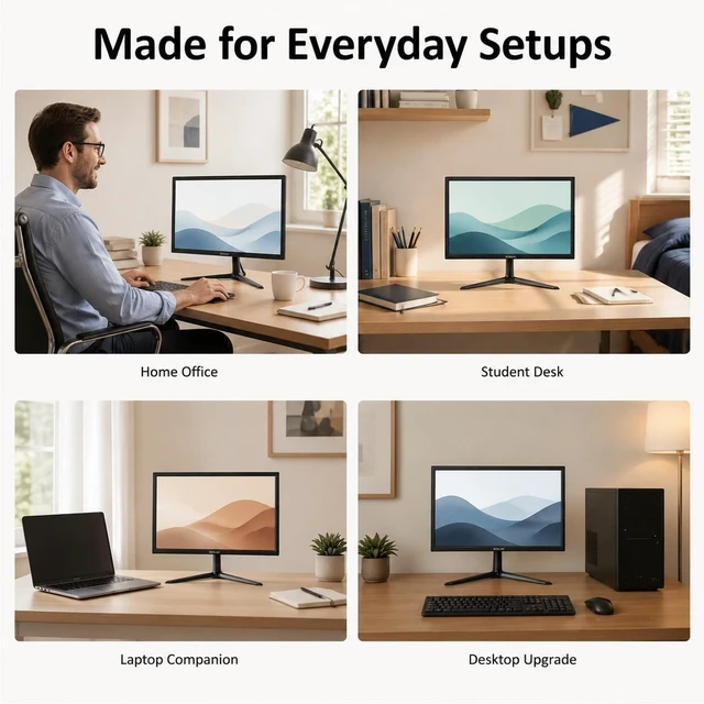 Alt view image 5 of 7 - 21.5 Inch Full HD Monitor 1920 * 1080p 75Hz Flicker-Free Eye Care, Anti-Glare LED Screen 5°~15° Tilt Adjustable HDMI & VGA Ports Wall Mountable for Desktop