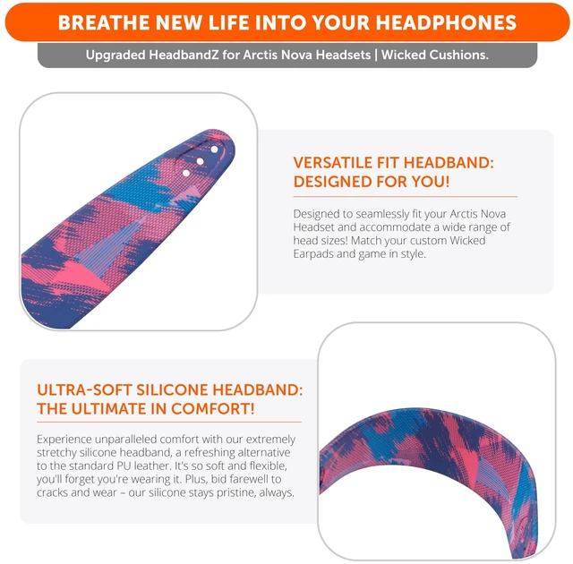 Alt view image 4 of 7 - Earpad and Upgraded Silicone Headband Combo for Arctis Nova Headphones Cooling Gel Earpads & Matching Design Headband for Epic Gaming 90's Black