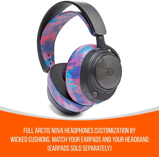 Alt view image 6 of 7 - Earpad and Upgraded Silicone Headband Combo for Arctis Nova Headphones Cooling Gel Earpads & Matching Design Headband for Epic Gaming 90's Black