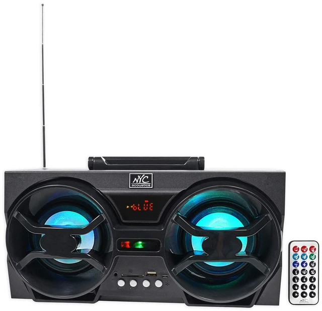 Main image of NPB3 Dual 4" Portable Bluetooth Boombox Speaker+USB/SD/LED+Remote, Black