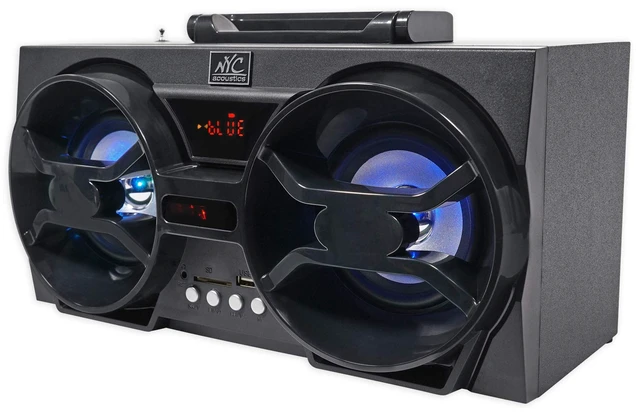 Alt view image 2 of 7 - NPB3 Dual 4" Portable Bluetooth Boombox Speaker+USB/SD/LED+Remote, Black